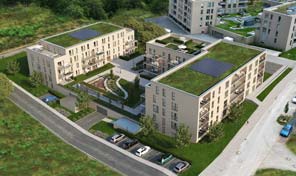 Luftbild Bauprojekt Grüne Höfe 2 in Trier Castelnau Mattheis von Zenz Massivhaus 